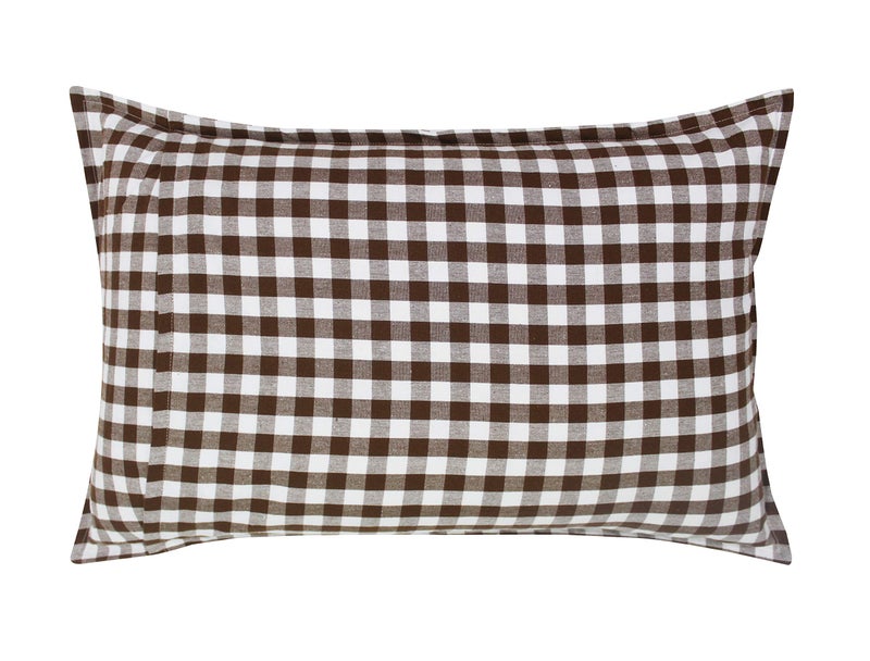 Airwill 100% Cotton Checkered Pattern Flap Pillow Covers (46x69cm)(Brown, Pack of 2 Pieces) - Image 3