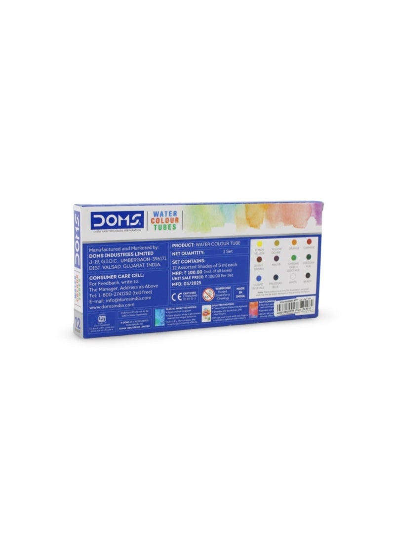 Doms Water Colour Tube Set – 12 Shades - Image 2