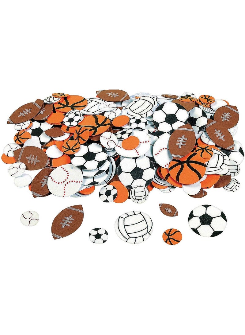 Fun Express Foam Sports Stickers for Kids - Adhesive Foam Sticker Pack - VBS Vacation Bible School Supplies/Decor - 500 Piece Sports Ball Shapes - Crafts for Kids and Fun Home Activities - Image 1