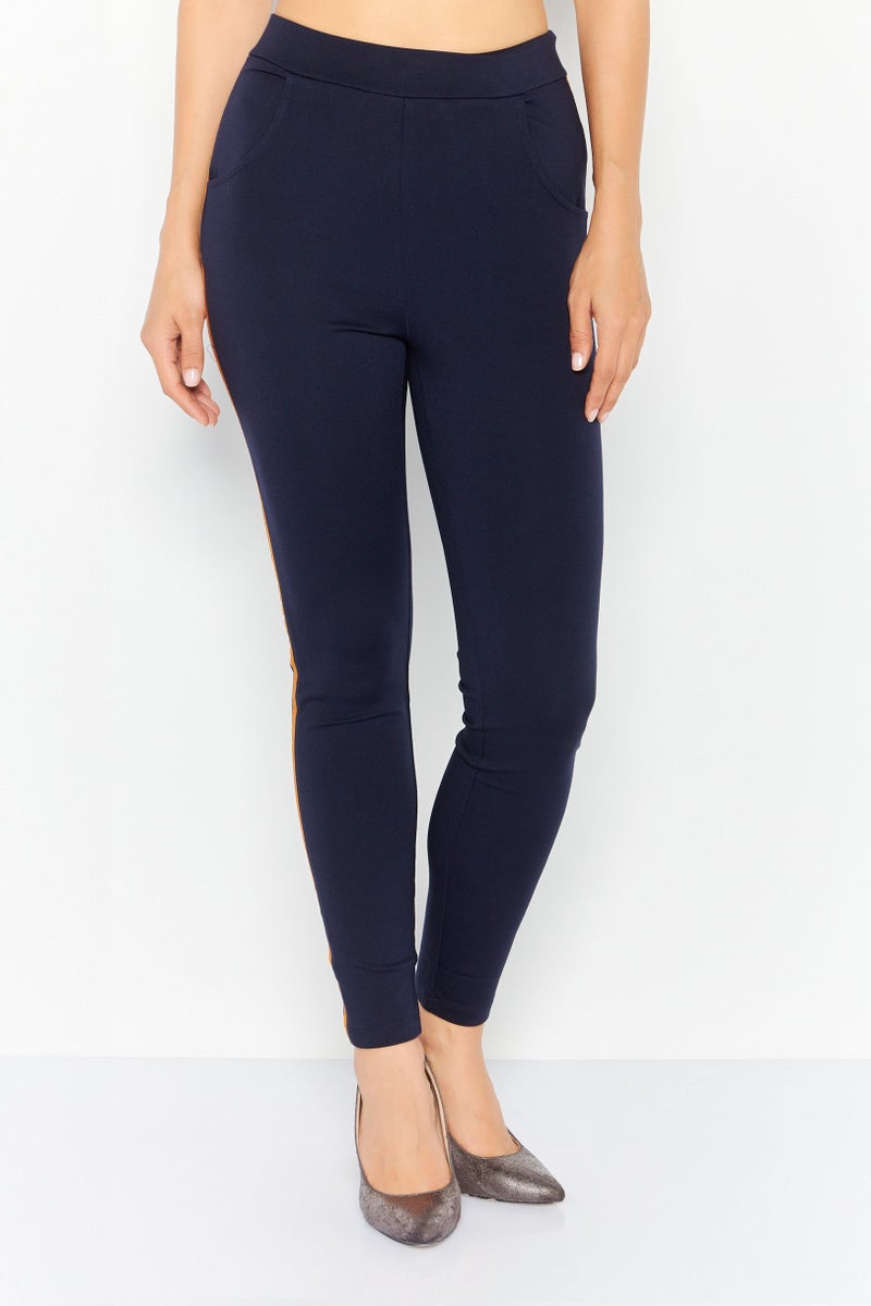 MODE Women Regular Fit Solid Pull On Leggings, Navy - Image 1