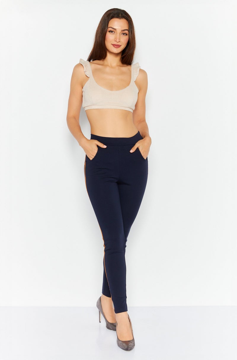 MODE Women Regular Fit Solid Pull On Leggings, Navy - Image 4