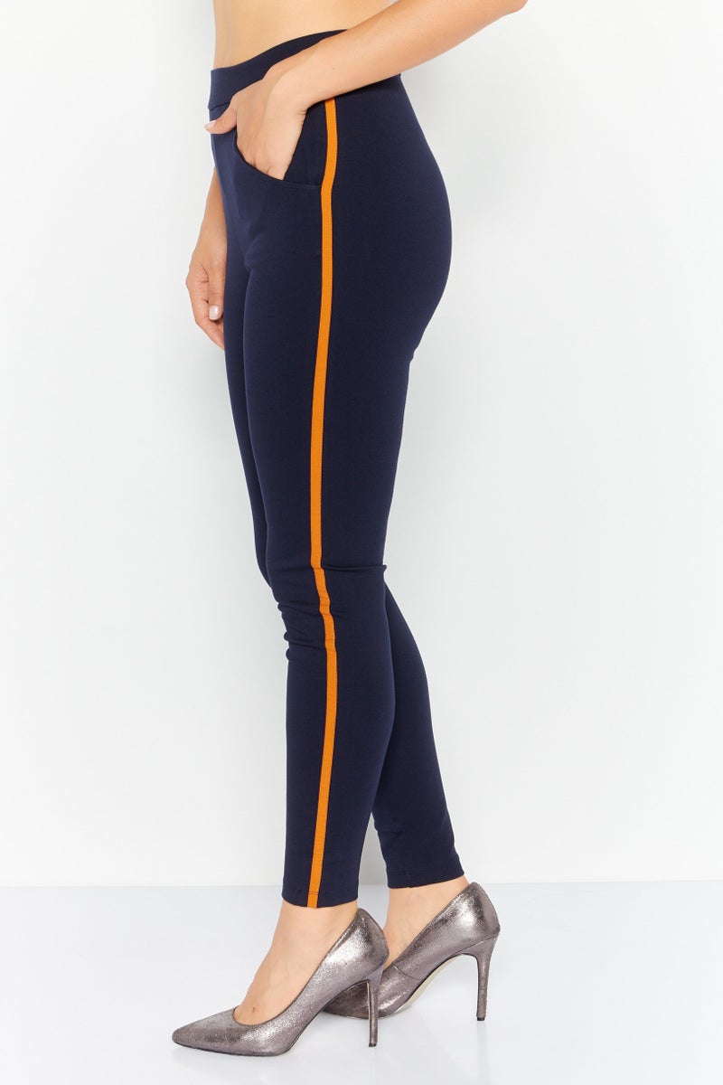 MODE Women Regular Fit Solid Pull On Leggings, Navy - Image 2
