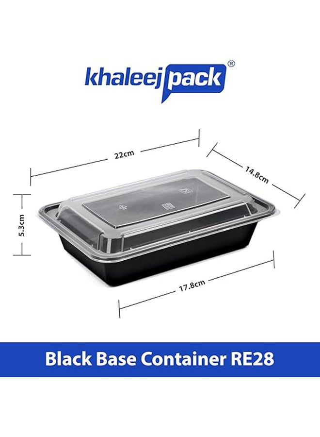 Khaleej Pack 28 oz-10 Pcs Black-Base clear Microwave container with lids - rectanglular  Disposable food storage container with lids - Image 3
