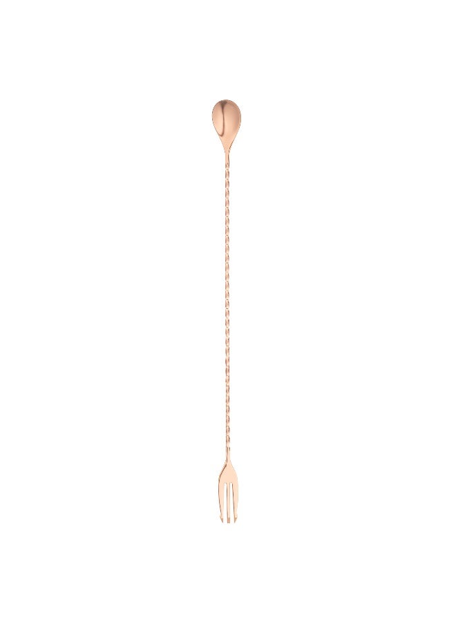 Restaurantware Bar Lux 16 Inch Bar Spoon, 1 Fork Tip Stirrer Spoon - Long, Commercial, Copper-Plated Stainless Steel Mixing Spoon, For Stirring And Mixing For Professionals - Image 2