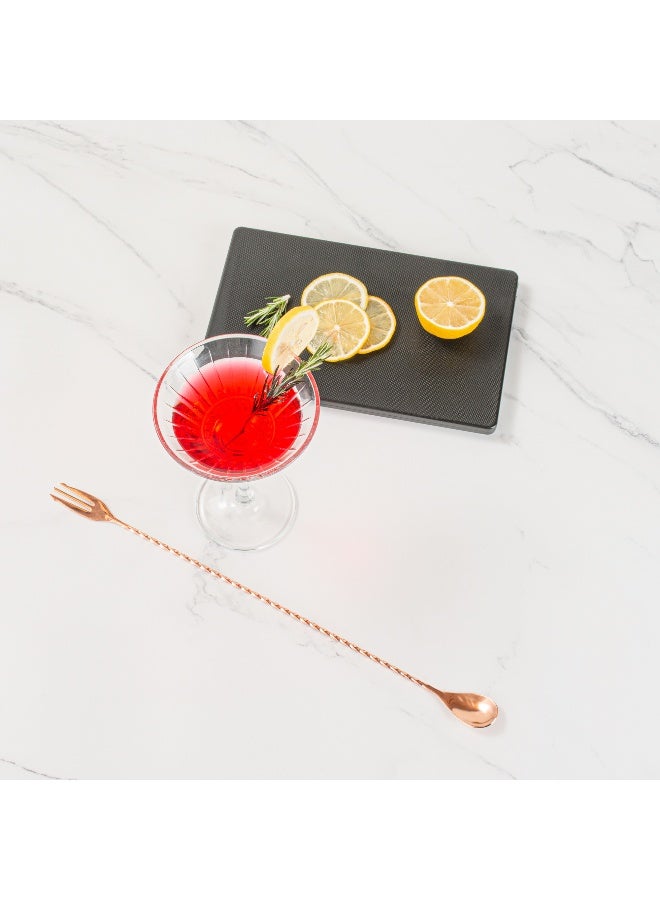 Restaurantware Bar Lux 16 Inch Bar Spoon, 1 Fork Tip Stirrer Spoon - Long, Commercial, Copper-Plated Stainless Steel Mixing Spoon, For Stirring And Mixing For Professionals - Image 3