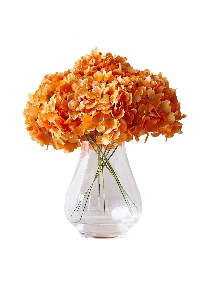 KISLOHUM KISLOHUM Orange Hydrangea Silk Flower 10 Heads Artificial Hydrangea Silk Flowers for Wedding Centerpieces Bouquets DIY Floral Decor Home Decoration with Long Stems 