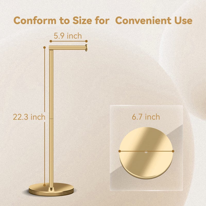 RRM Toilet Paper Holder Stand  Bathroom Free Standing Toilet Paper Holder with Reserve Storage 3-4 Toilet Paper Rolls  22-inch Stainless Steel Toilet Paper Holder Stand (Golden) - Image 2