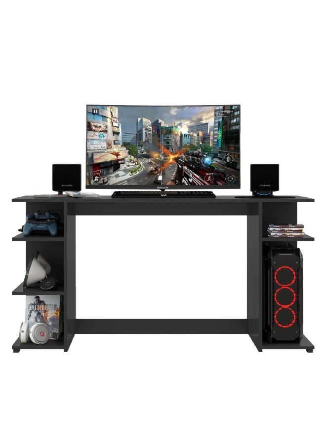Micasa High Quality Open Shelving Rectangular Gaming Desk Black 60 x 136 x 75 cm MP3564.0001 - Image 1