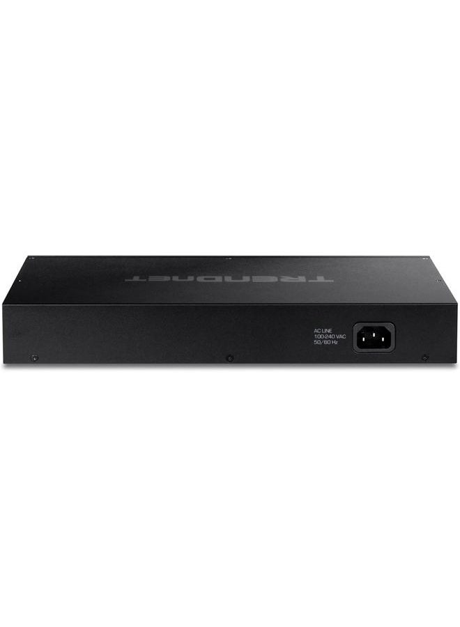 TRENDnet 18-Port Gigabit PoE+ Switch, 16 x 30W PoE+ Ports, 2 Gigabit SFP Slots, 240W PoE Budget, 36Gbps Switching Capacity, 1U 19” Rack Mountable, Lifetime Protection, Black, TPE-TG182 - Image 2