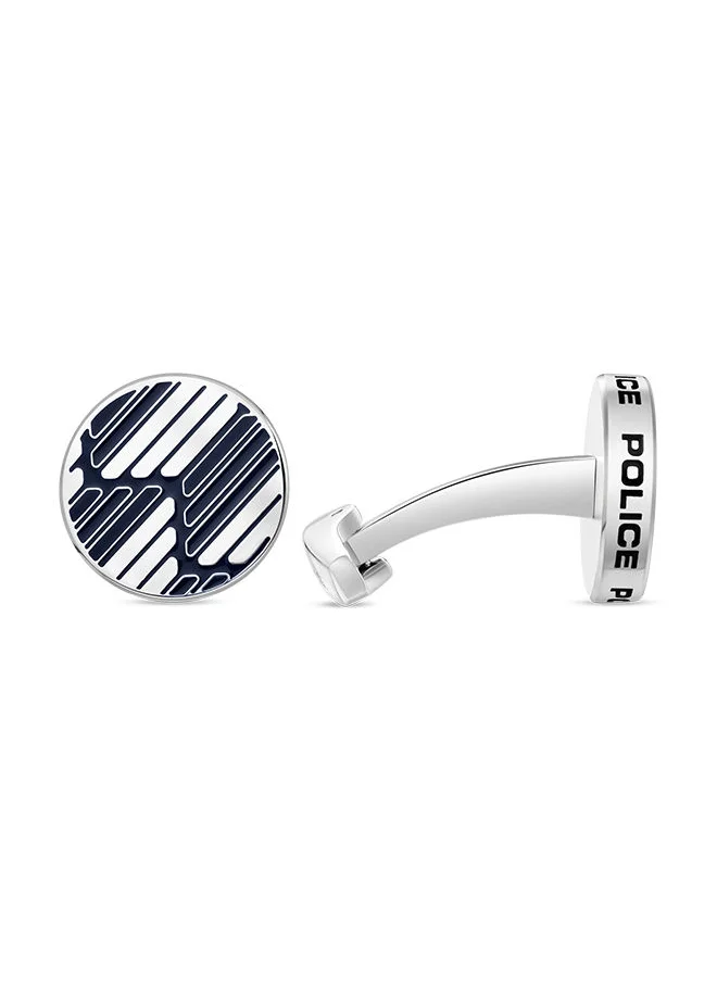 بوليس Police Graph Stainless Steel Gents Cufflinks With Blue Enamel - PEAGC0022303