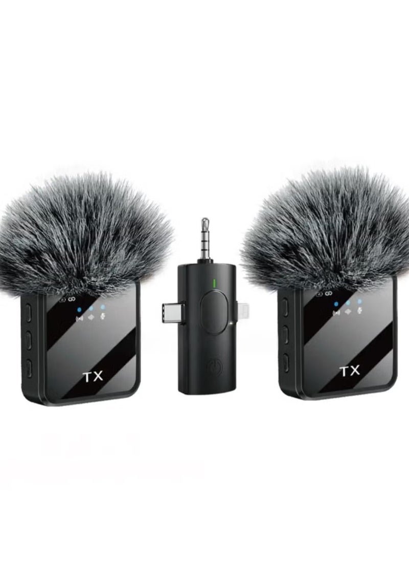 Raxoom - F11-2 Wireless Tie Mic with Two Microphones Compatible Android/iOS Plug-Play Mini Micro Wireless Noise Reduction for Live and Record Videos - Image 1