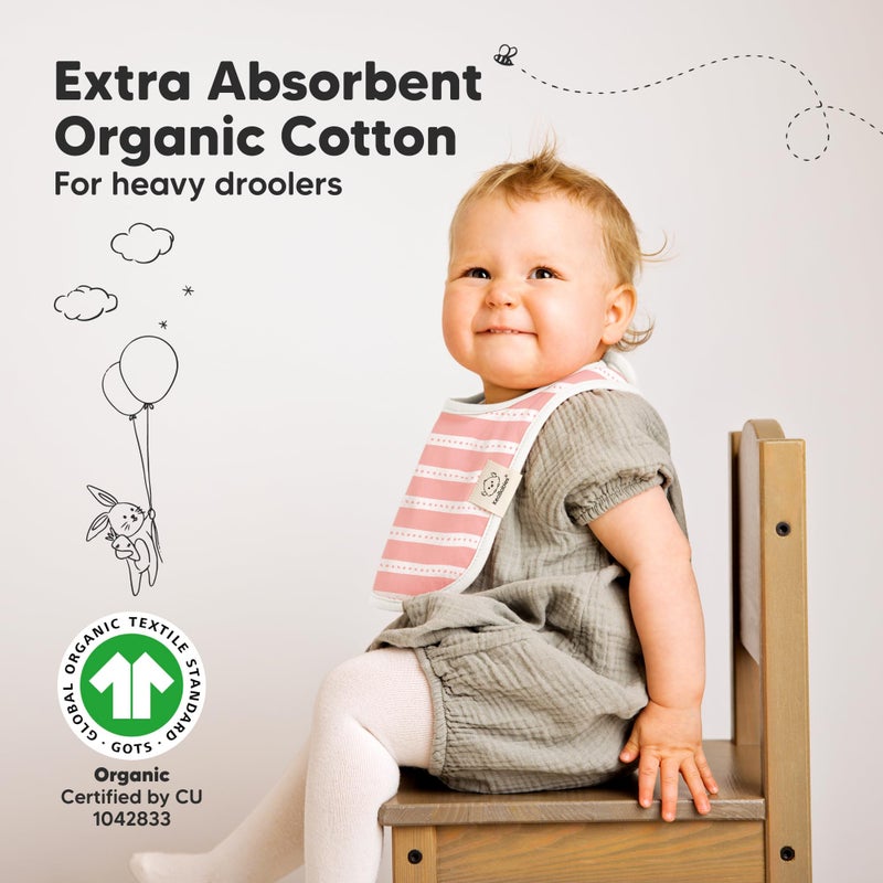 KeaBabies 8-Pack Organic Baby Bibs for Boys, Girls - Soft Cotton Drooling and Teething Bibs for Baby Girl & Boy, Extra Absorbent, Easy to Clean & Put On for Toddler, Newborn, Infant 0-24 Months (Sweet Charm) - Image 5