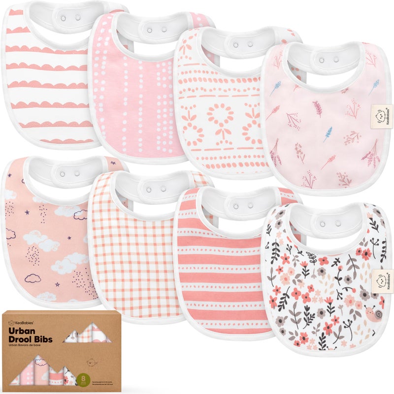 KeaBabies 8-Pack Organic Baby Bibs for Boys, Girls - Soft Cotton Drooling and Teething Bibs for Baby Girl & Boy, Extra Absorbent, Easy to Clean & Put On for Toddler, Newborn, Infant 0-24 Months (Sweet Charm) - Image 1