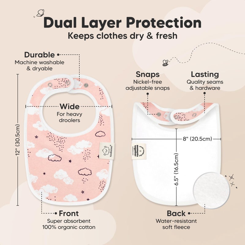 KeaBabies 8-Pack Organic Baby Bibs for Boys, Girls - Soft Cotton Drooling and Teething Bibs for Baby Girl & Boy, Extra Absorbent, Easy to Clean & Put On for Toddler, Newborn, Infant 0-24 Months (Sweet Charm) - Image 3