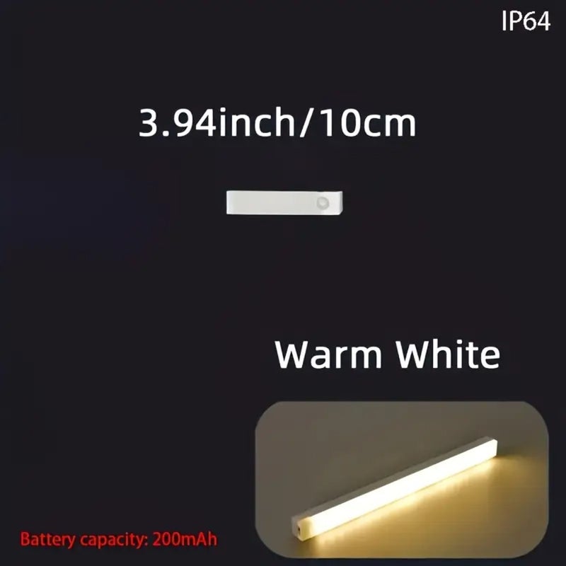 Motion Sensor LED Cabinet Light: 10.01cm - 50.01cm Range, USB Charging, Magnetic, White and Warm White Light for Kitchen, Wardrobe, Bookcase, Under Cabinet, Night Light, Bedroom, Corridor, RV Lighting