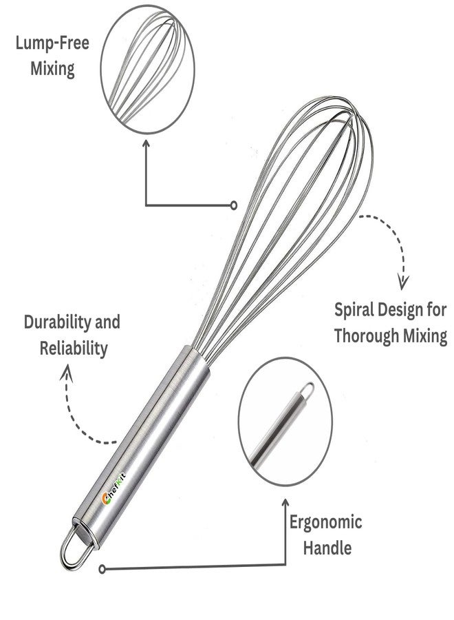 Chefkit Premium Stainless Steel Balloon Whisk for Blending, Whisking, Beating, and Stirring | Durable Kitchen Utensils with Ergonomic Design, Ideal for Cooking, Baking, and Frothing (1) - Image 5