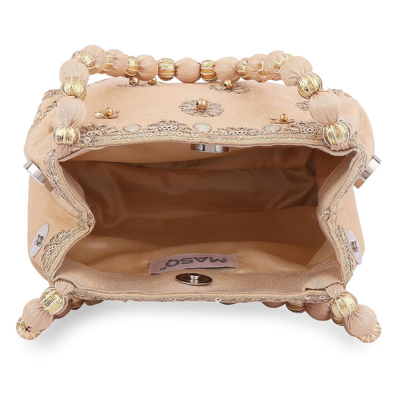 MASQ by Q-One Embroidered Silk Potli Bags - Handcrafted for Weddings, Festive Season & Special Occasions with Beads and Sequins - Made in India - Image 5