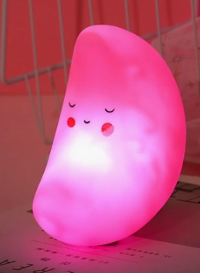 Kids Cartoon LED Night Light Children Bedroom Table Lamp Bedside Moon Star Nightlight Gift, Pink Moon - Image 2