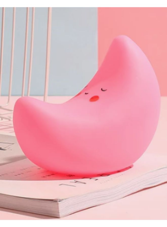 Kids Cartoon LED Night Light Children Bedroom Table Lamp Bedside Moon Star Nightlight Gift, Pink Moon - Image 1