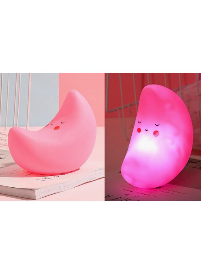 Kids Cartoon LED Night Light Children Bedroom Table Lamp Bedside Moon Star Nightlight Gift, Pink Moon - Image 3