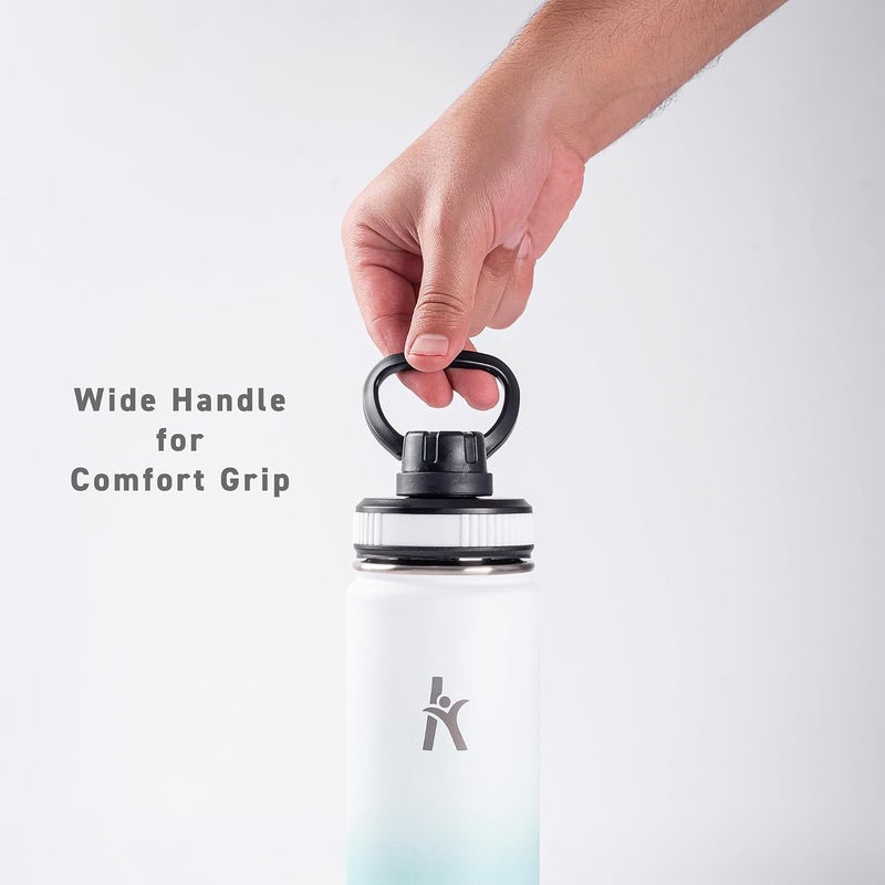 KRYMSO 650ml Stainless Steel Water Bottle, Sports Water bottle with Straw, Spout Lid, Protective Boot, Insulated Water Bottle, Thermos Flask, Hot Water bottle for kids (650ml / 22oz, Ocean Breeze) - Image 2