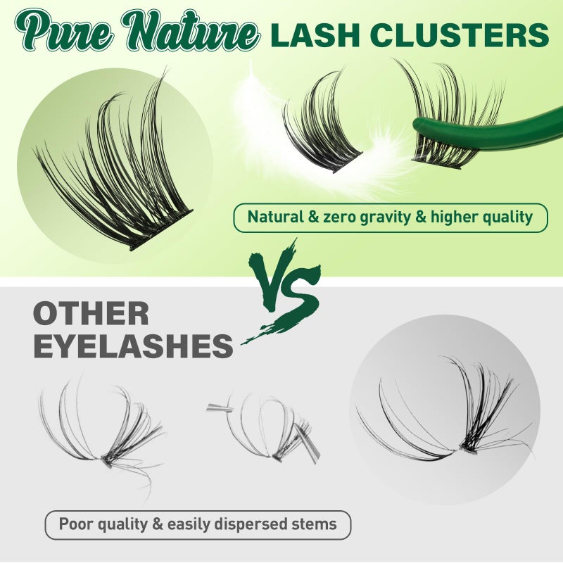 KEYYOU Natural Lash Clusters Wispy Eyelash Clusters 144 pcs Cluster Eyelash Extensions D Curl Individual Lashes 8-18MIX Mix Length Light and Natural Lashes Look with Thin Lash (N03-8-18MIX-D) - Image 4