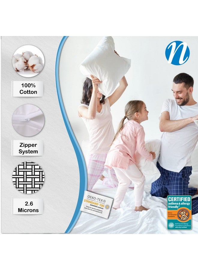 National Allergy National Allergy Premium 100% Cotton Zippered Pillow Protector - Queen Size - White - 300 Thread Count - Hypoallergenic Bed Pillowcase with Zipper - Breathable Encasement Cover - Image 3