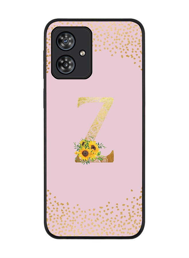 Stylizedd Rugged Black Case for Motorola Moto G54 / Motorola Moto G54 Power / Motorola Moto G64 5G,Custom Monogram Initial Letter Floral Alphabet - Z (Pink) - Image 1