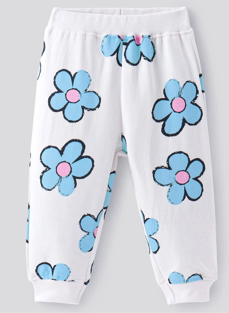 Bonfino Bonfino 100% Cotton French Terry Knit Full Sleeves Floral Printed Winter Wear T-Shirt & Lounge Pant Set - Ivory(9-12M)  - Image 4