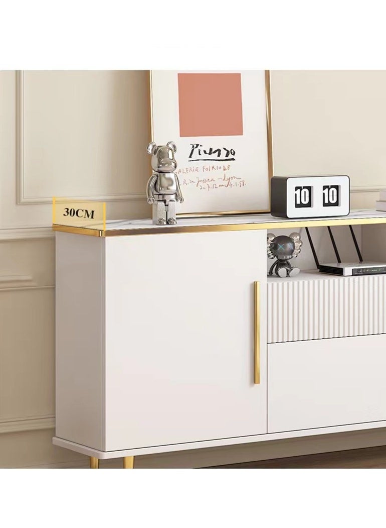 كوتيس خزانة تلفزيون، وحدة حائط بتصميم عصري، أثاث خشبي، حامل تلفزيون لغرفة المعيشة وغرفة النوم، رف تلفزيون 140×30×75 سم - Image 3