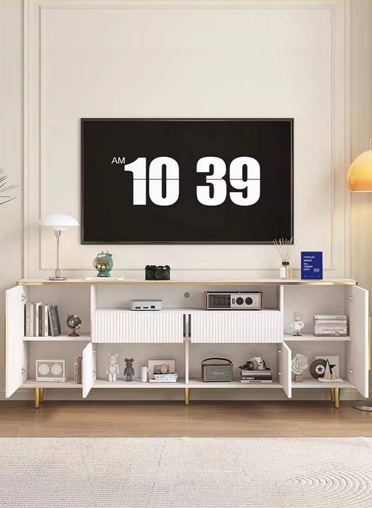 كوتيس خزانة تلفزيون، وحدة حائط بتصميم عصري، أثاث خشبي، حامل تلفزيون لغرفة المعيشة وغرفة النوم، رف تلفزيون 140×30×75 سم - Image 2