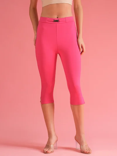 globus Women Pink Skinny Fit High Rise Capris