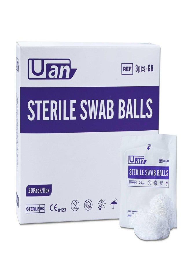 UAN 60 Balls Sterile Gauze Balls Gauze Sponge Cotton Balls Gauze Swab Sterile (M) (3balls/Pack) - Image 1
