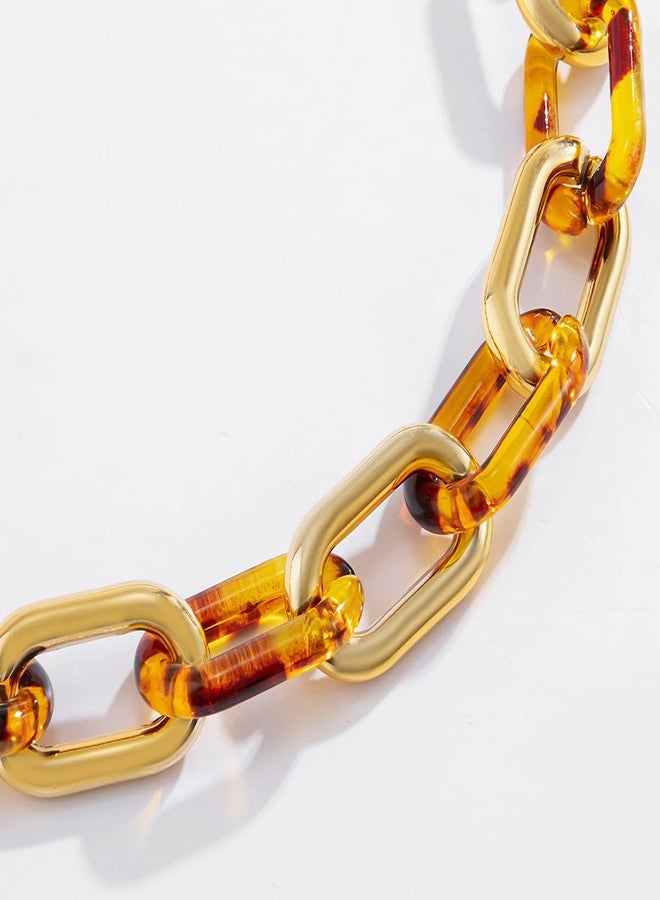 Asphire Punk Oval Link Chain Choker Necklace Chunky Acrylic Leopard Metal Connected Chain Necklace Vintage Statement Accessories for Women - Image 3