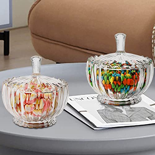Mevanta Premium Glass Candy Dish with Lid, Clear Glass Candy Jar, Cookie Jar, Decorative Candy Bowl, Jewellery Dish, Covered Candy Jars for Buffet, Kitchen, Home, Office Desk (1, Diamond - A) - Image 3