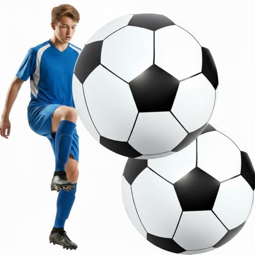 Lewtemi 2 Pcs Inflatable Beach Soccer Ball 27 Giant Inflatable Football Large Sport Balls for Outdoor Activity Pool Decoration Party Favor - Image 1