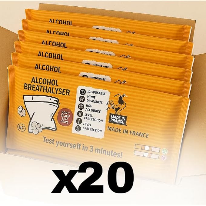 rayihni Contralco Disposable Breathalyser 0.5g/L - Single Use Breathalyser, Easy & Reliable Test in 3 Minutes | International Packaging [NF Approved Breathalyser] (x20) - Image 3