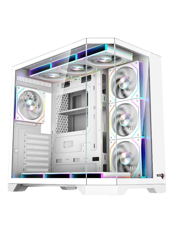 DOST60PLUS ARGB ATX PC Case – Mid Tower Gaming Chassis, Tempered Glass Side Panel, Supports ATX/Micro-ATX/Mini-ITX, Full-Length GPU, 240mm Water Cooling, USB 3.0 7 ARGB FANS Included FAN HUB