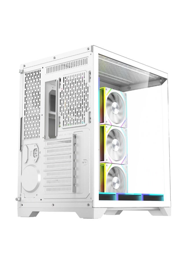 DOST60PLUS ARGB ATX PC Case – Mid Tower Gaming Chassis, Tempered Glass Side Panel, Supports ATX/Micro-ATX/Mini-ITX, Full-Length GPU, 240mm Water Cooling, USB 3.0 7 ARGB FANS Included FAN HUB