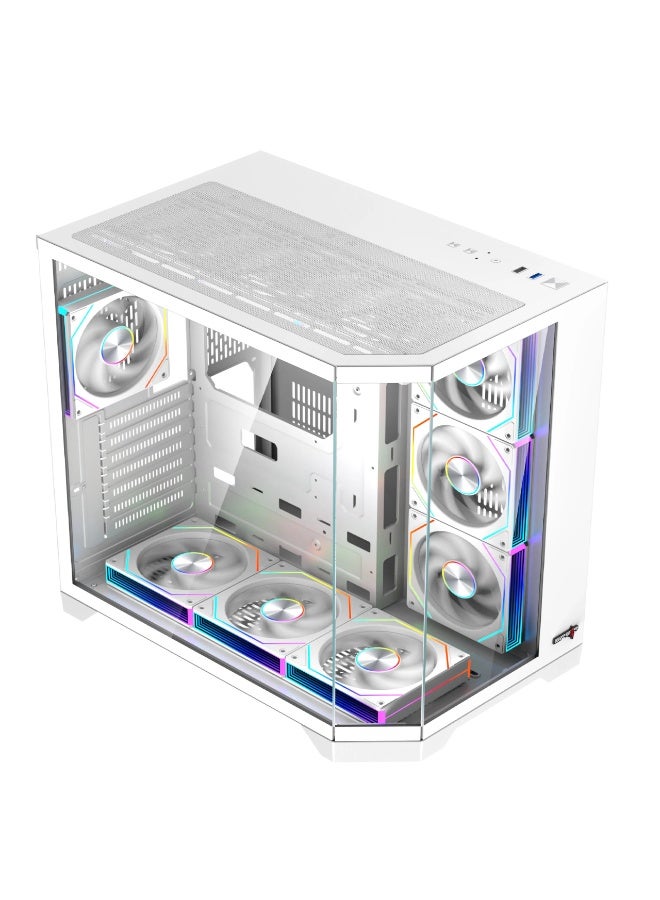 DOST60PLUS ARGB ATX PC Case – Mid Tower Gaming Chassis, Tempered Glass Side Panel, Supports ATX/Micro-ATX/Mini-ITX, Full-Length GPU, 240mm Water Cooling, USB 3.0 7 ARGB FANS Included FAN HUB