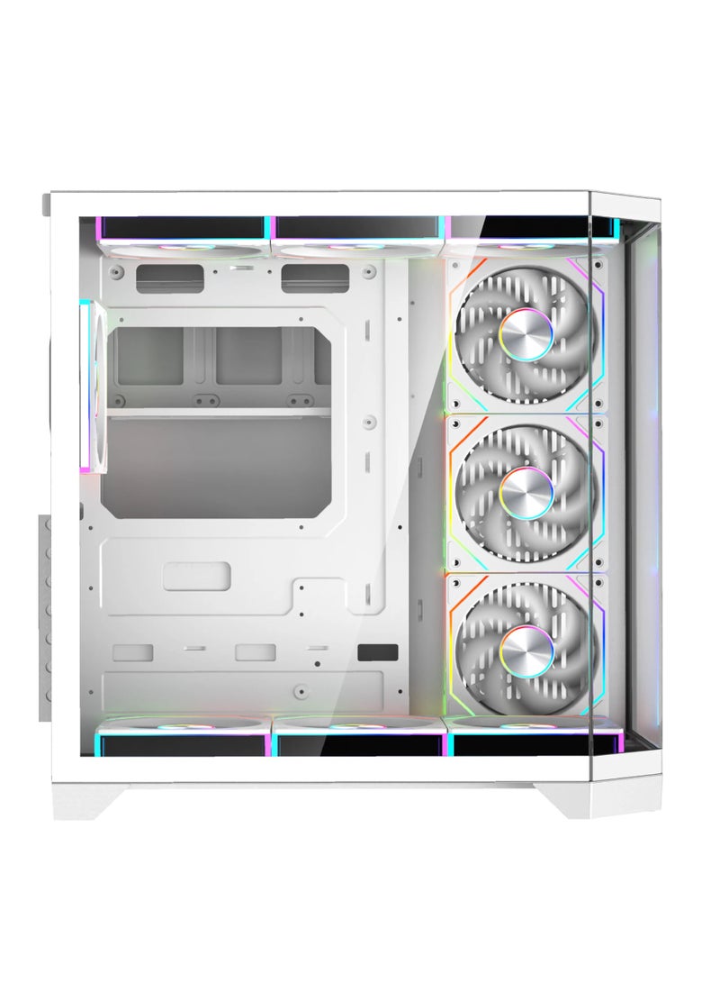 DOST60PLUS ARGB ATX PC Case – Mid Tower Gaming Chassis, Tempered Glass Side Panel, Supports ATX/Micro-ATX/Mini-ITX, Full-Length GPU, 240mm Water Cooling, USB 3.0 7 ARGB FANS Included FAN HUB