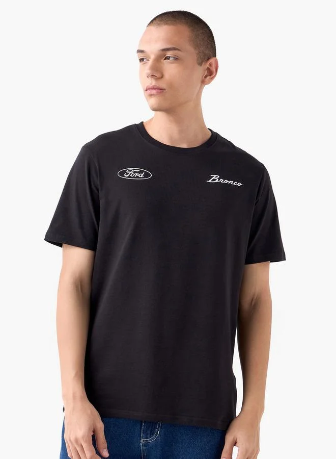 SP Characters Typographic Print T-shirt with Crew Neck