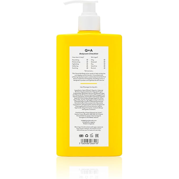 Q+A Ceramide Body Lotion, Contains Squalane, Pineapple Ceramides and a Protective Sugar Complex for Ultimate Care and Deep Hydration, 250 ml - Image 2