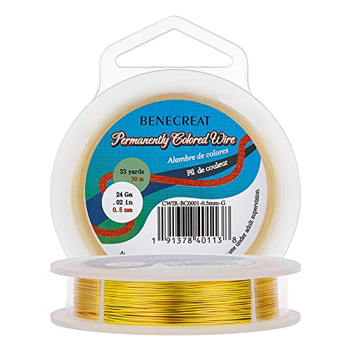 BENECREAT 24 Gauge Jewelry Wire 98 Feet 33 Yards Gold Copper Craft Wire for Beading DIY Necklaces Bracelets Earrings Tarnish Resistant - Image 1