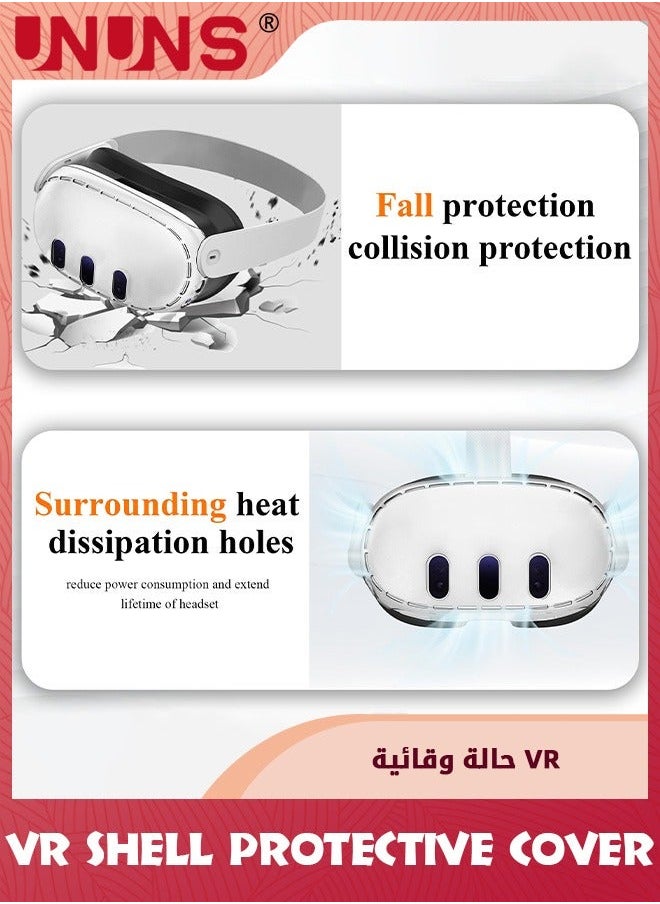 UNUNS VR Shell Protective Cover For Meta/Oculus Quest 3,Plastic Anti Scratch Dust Shock Case,Accessories Headset 3,Frosted Clear  - Image 4