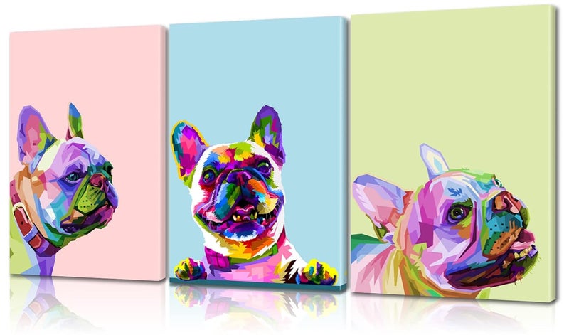 Mistyefly 3 Piece French Bulldog Canvas Wall Art - Image 1