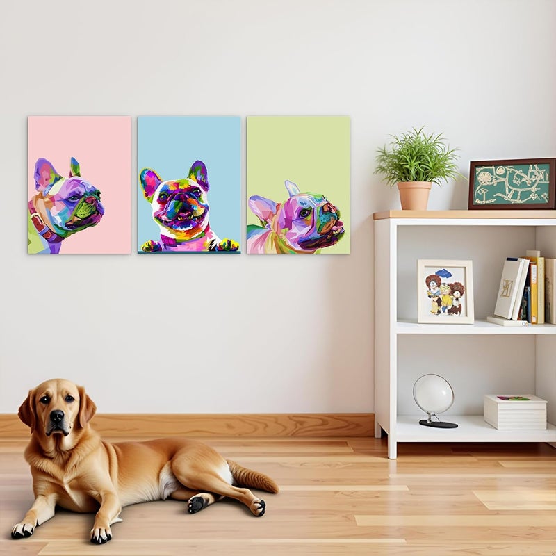 Mistyefly 3 Piece French Bulldog Canvas Wall Art - Image 4