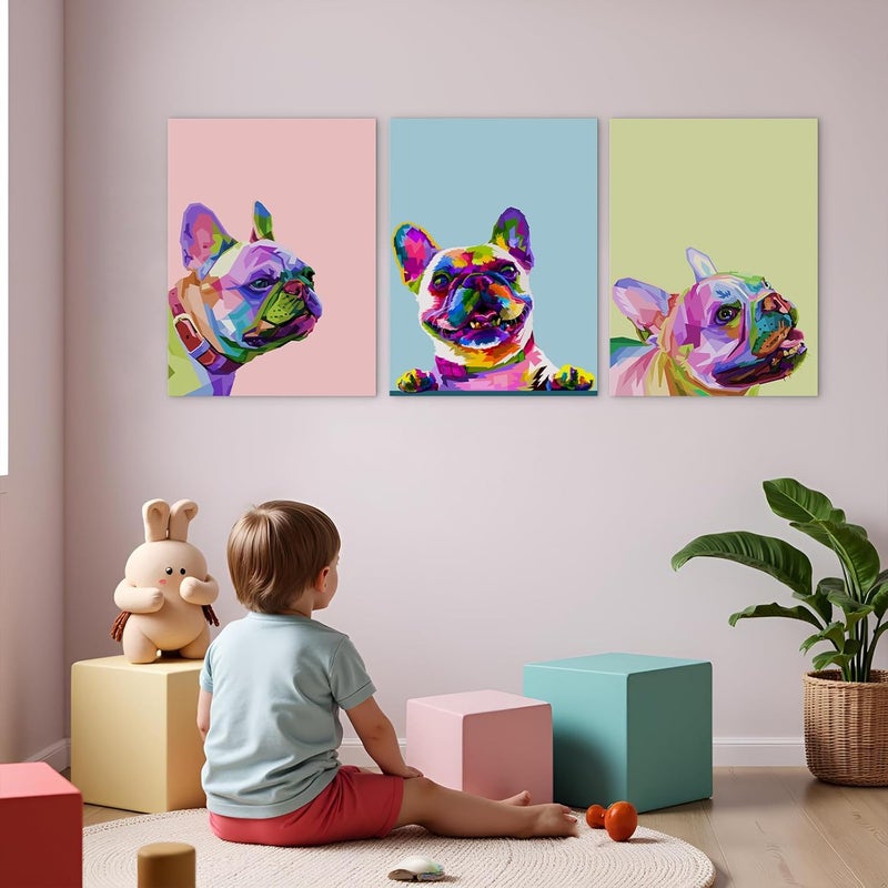 Mistyefly 3 Piece French Bulldog Canvas Wall Art - Image 5