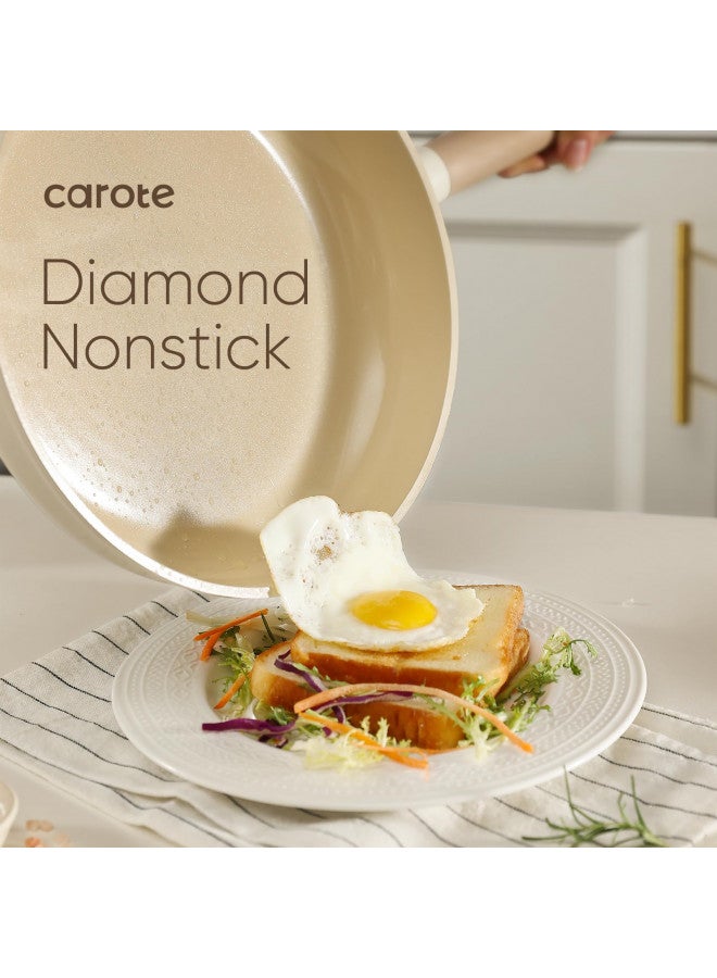 CAROTE Ceramic Pots and Pans Set, 14pcs Cookware Set, Non-toxic Healthy Non Stick Cooking Set, with Frying Pans Set - Image 2