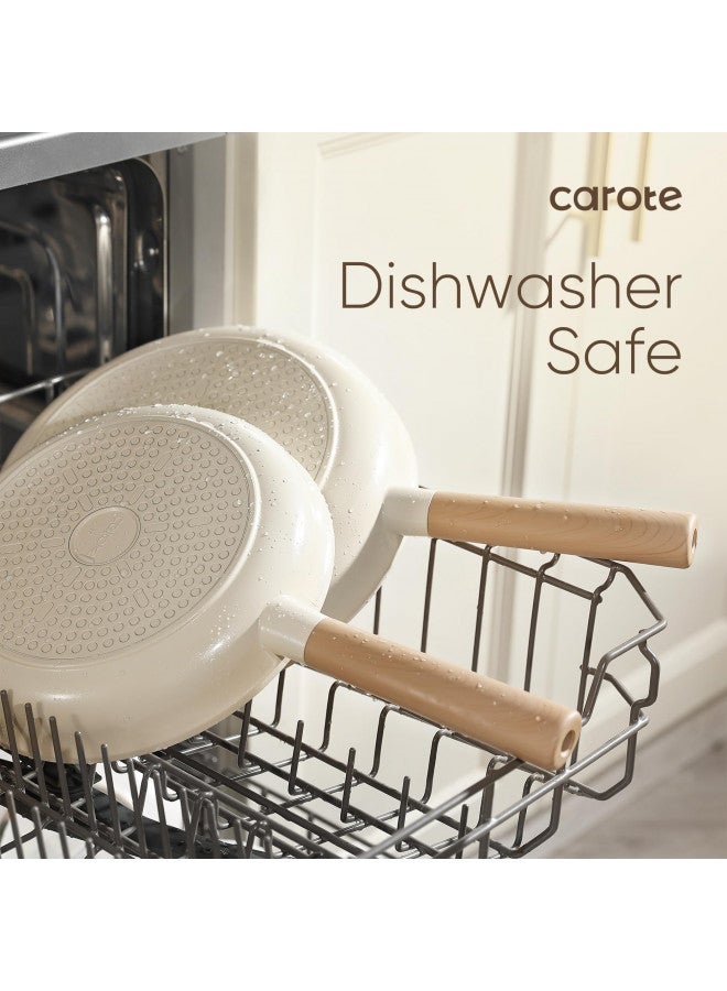 CAROTE Ceramic Pots and Pans Set, 14pcs Cookware Set, Non-toxic Healthy Non Stick Cooking Set, with Frying Pans Set - Image 4